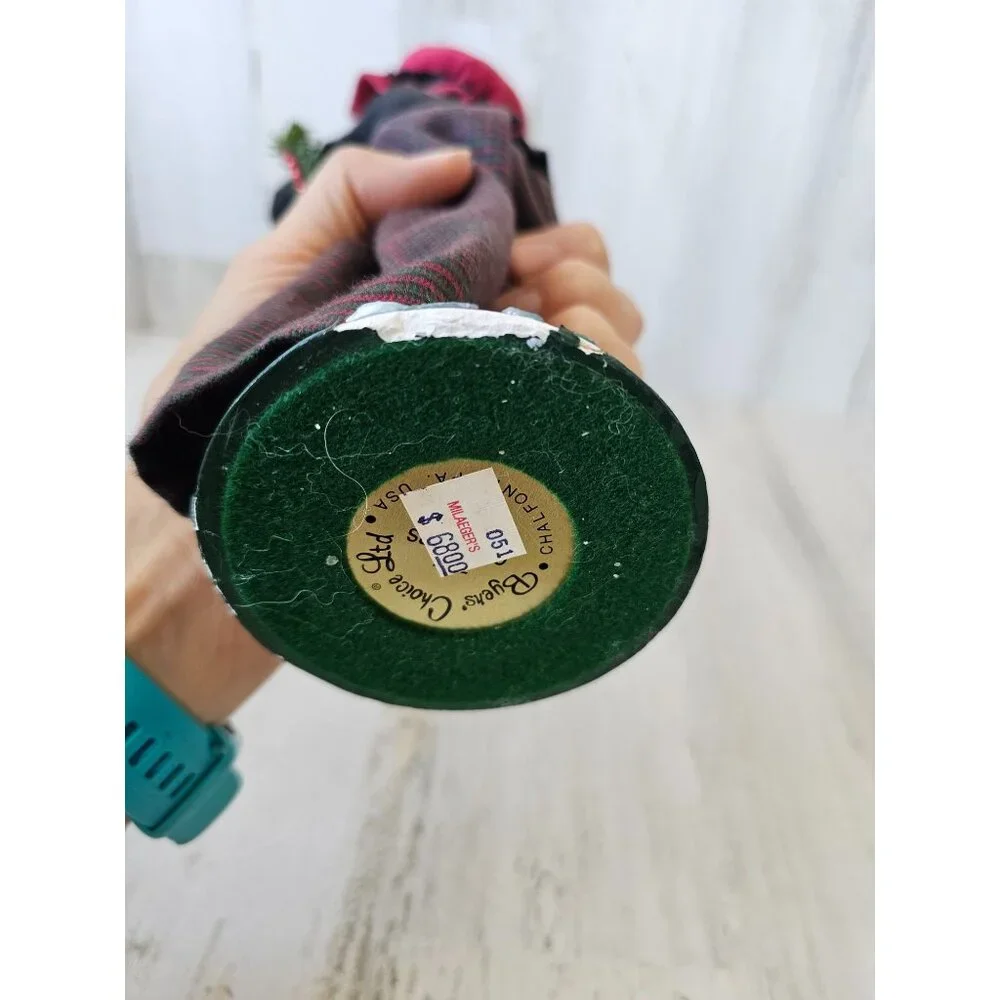 Byers choice Victorian lady‎ wreath plaid vintage curler Xmas